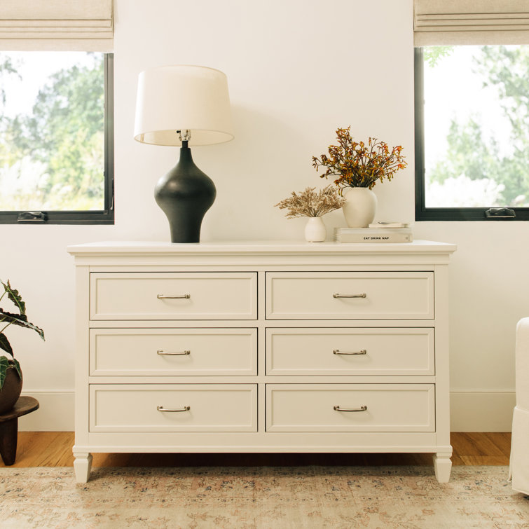 Elegant French Country Warm White 6-Drawer Nursery Dresser