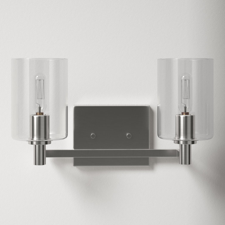 Brushed Nickel 2-Light Dimmable Cylinder Vanity Light