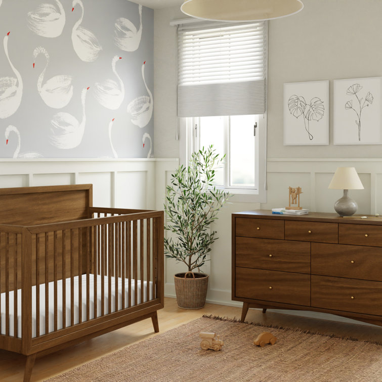 Palma Mid-Century Modern 7-Drawer Dresser with Brushed Metal Hardware