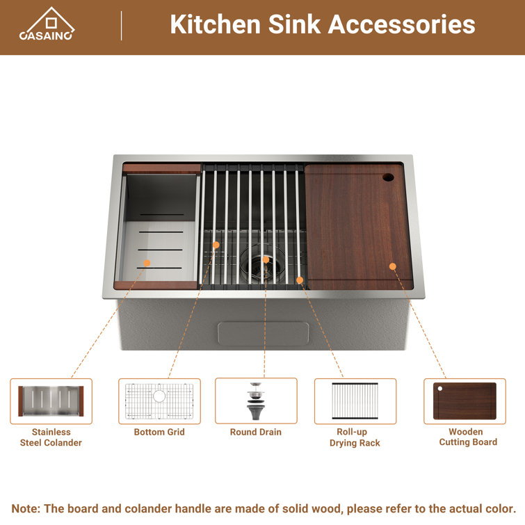 32'' Stainless Steel Single Bowl Farmhouse Kitchen Sink