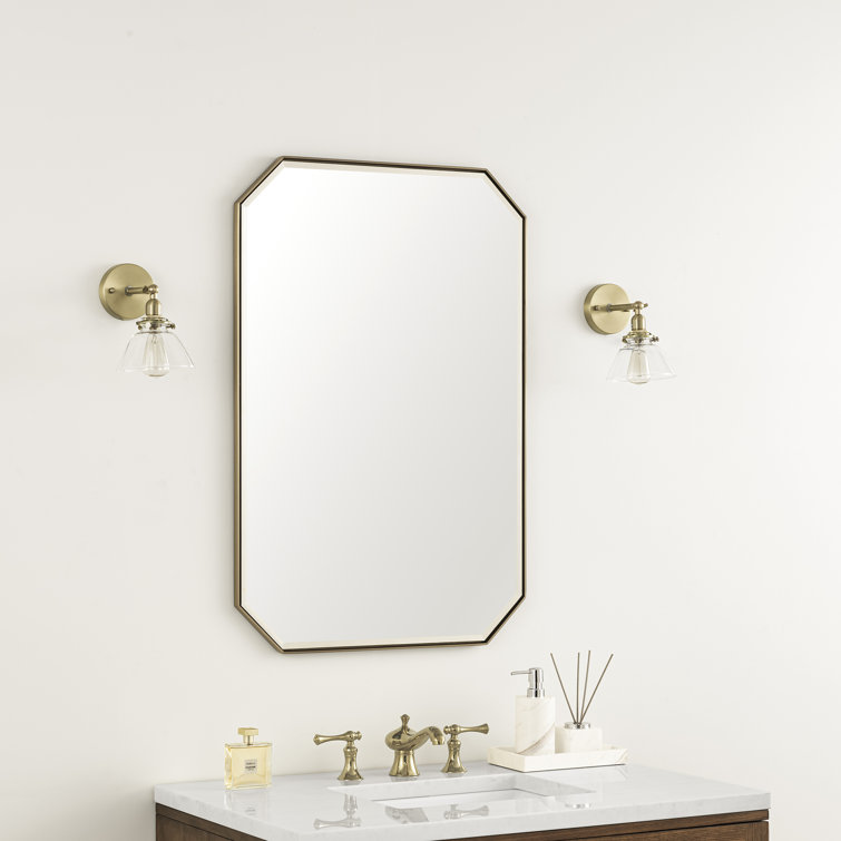 Rohe 36" x 24" Champagne Brass Minimalist Vanity Mirror