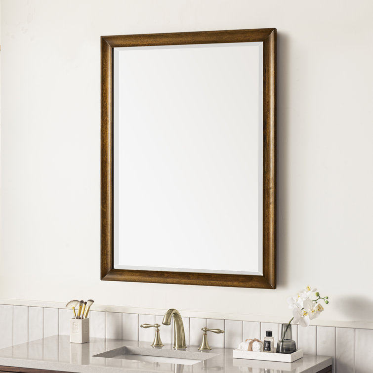 Glenbrooke 40" x 30" Natural Walnut Wood Rectangular Mirror
