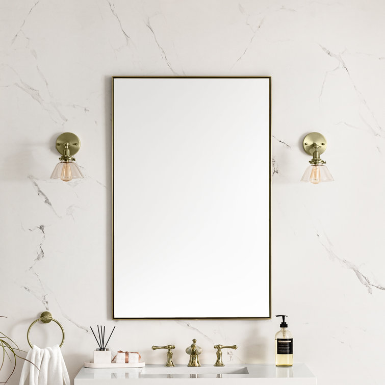 Champagne Brass Rectangular Framed Vanity Mirror 40" x 26"