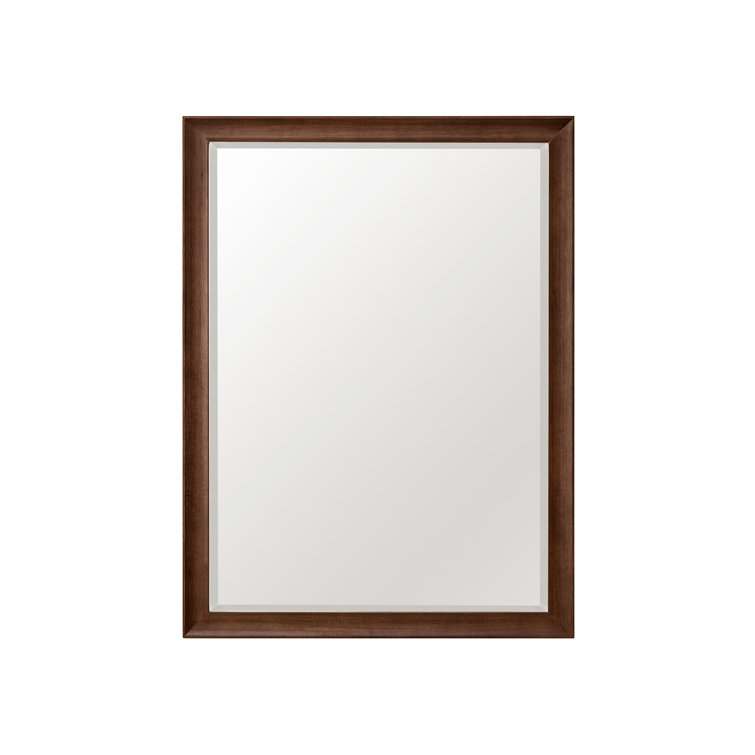 Mid-Century Walnut 40" x 30" Rectangular Wood Bathroom Mirror
