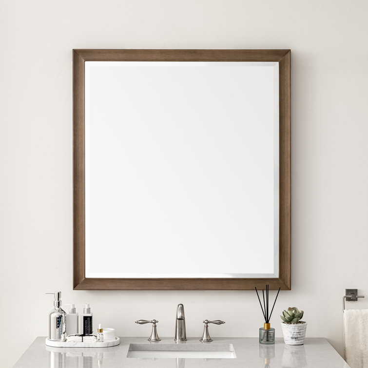 Whitewashed Walnut 40" x 36" Rectangular Framed Mirror