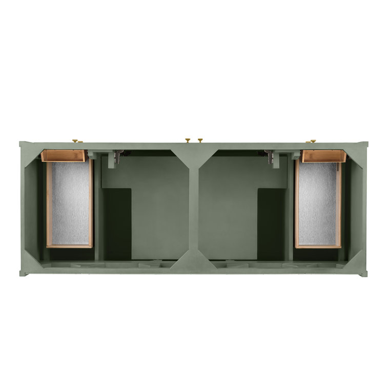 Smokey Celadon 60" Double Vanity with Brass Accents