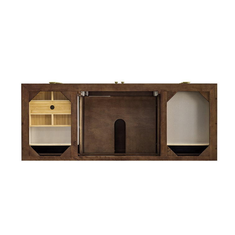Amberly 60" Walnut Single Vanity Base with Brass Knobs