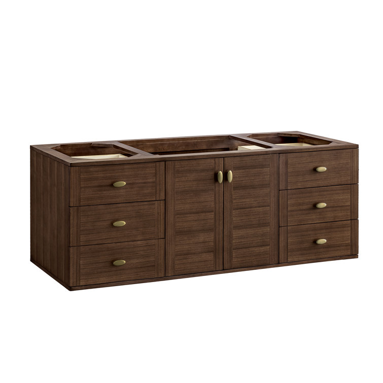 Amberly 60" Walnut Single Vanity Base with Brass Knobs