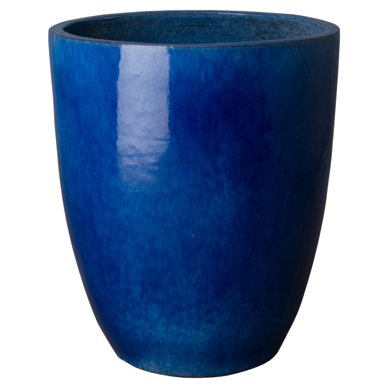 Tall Blue Handmade Ceramic Planter for Indoor/Outdoor Use