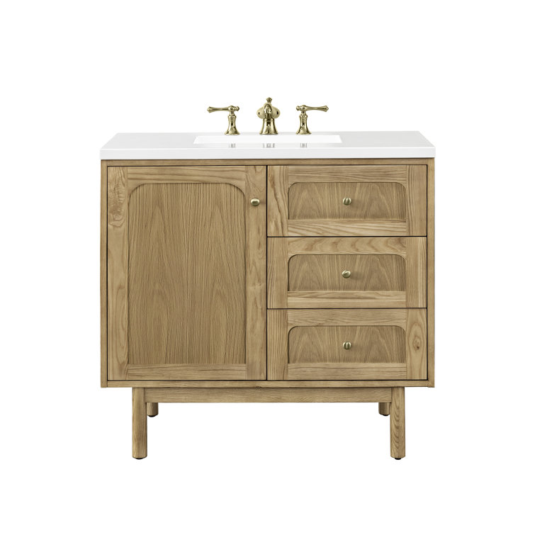 Laurent 36'' Light Natural Oak Single Vanity with Quartz Top