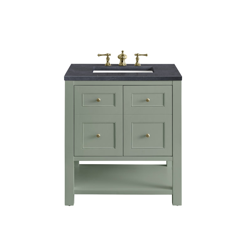 Smokey Celadon Solid Wood Single Vanity with Charcoal Soapstone Top
