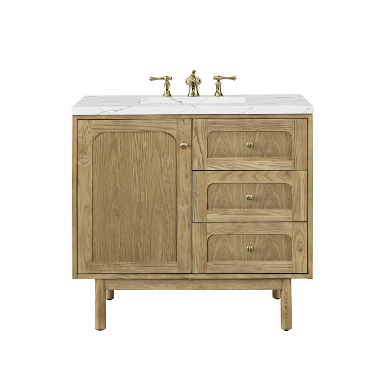 Laurent 36" Light Oak Single Vanity with Quartz Top