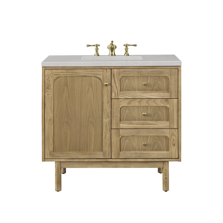 Laurent 36" Light Oak Single Vanity with Quartz Top
