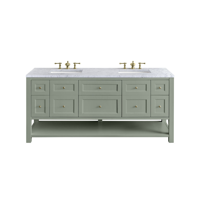 Smokey Celadon 72" Double Vanity with Solid Wood and Veneer