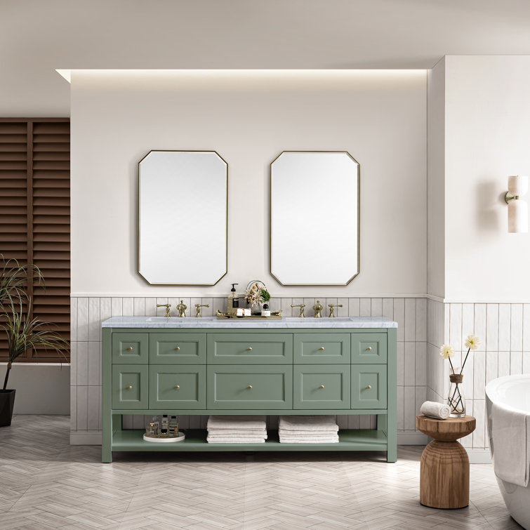Smokey Celadon 72" Double Vanity with Solid Wood and Veneer