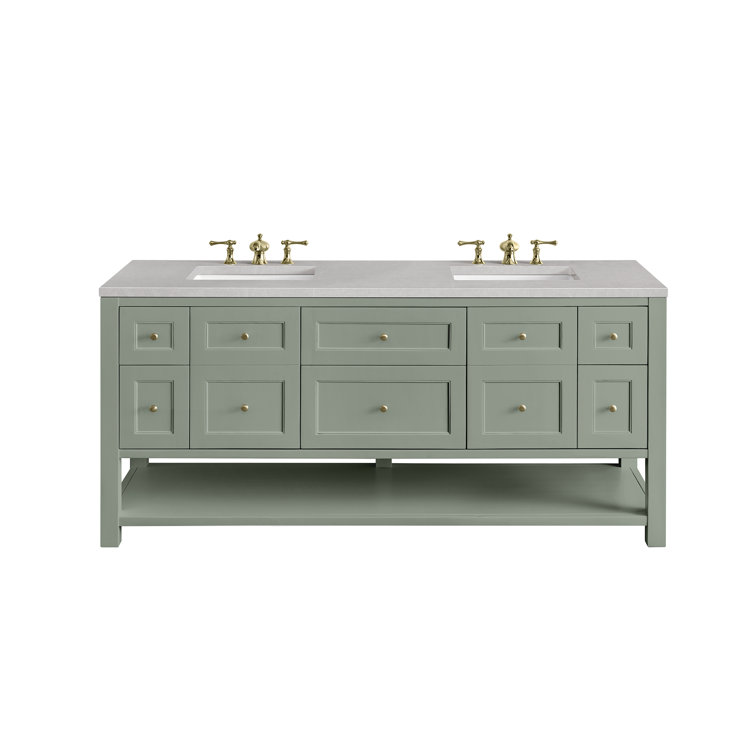Smokey Celadon 72" Double Vanity with Solid Wood and Veneer