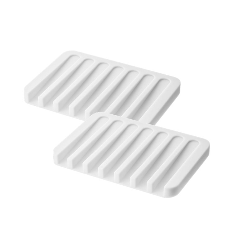 White Self-Draining Silicone Soap Tray