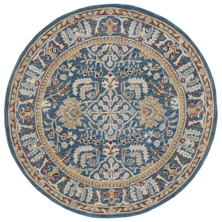 Antiquity Hand-Tufted Dark Blue and Multi Wool Round Rug