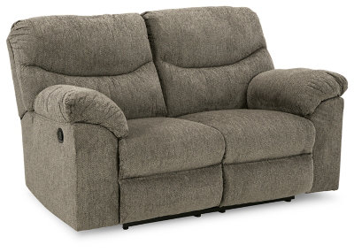 Putty Fabric Manual Reclining Loveseat with Metal Frame