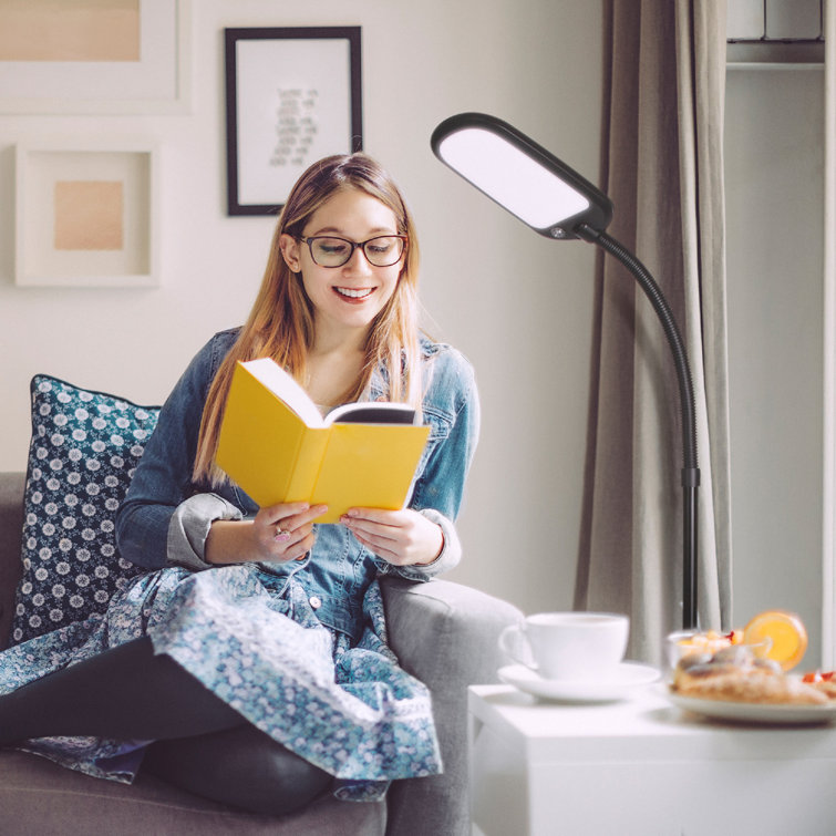 Jet Black Adjustable LED Floor Lamp with Gooseneck