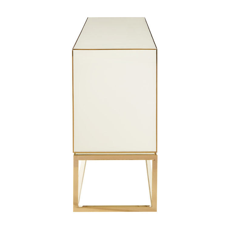 Op Art 64'' Black and White Glass Buffet with Brass Base