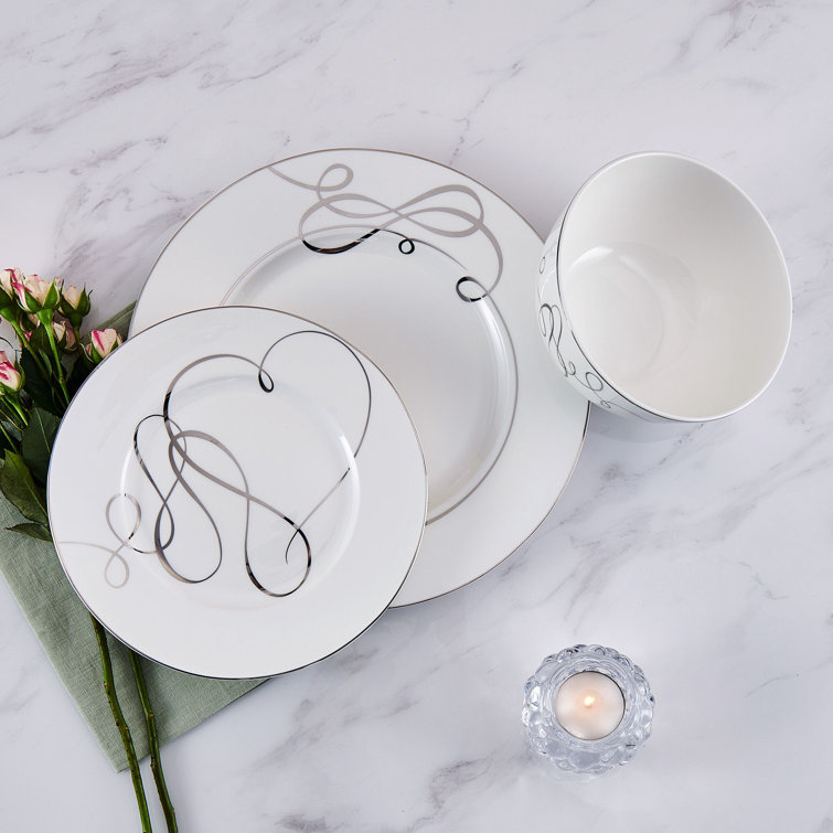 Love Story White Porcelain 24-Piece Dinnerware Set, Service for 8