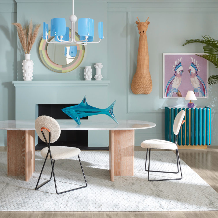 Teal and Brass Geometric Pattern Accent Cabinet with Adjustable Shelving