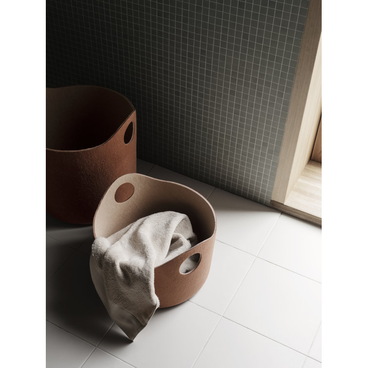 Tiggy 11.4" Round Felt Storage Basket in Fungi/Micro Chip