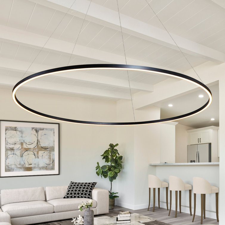 Tania Sleek Circular Adjustable LED Chandelier in Black