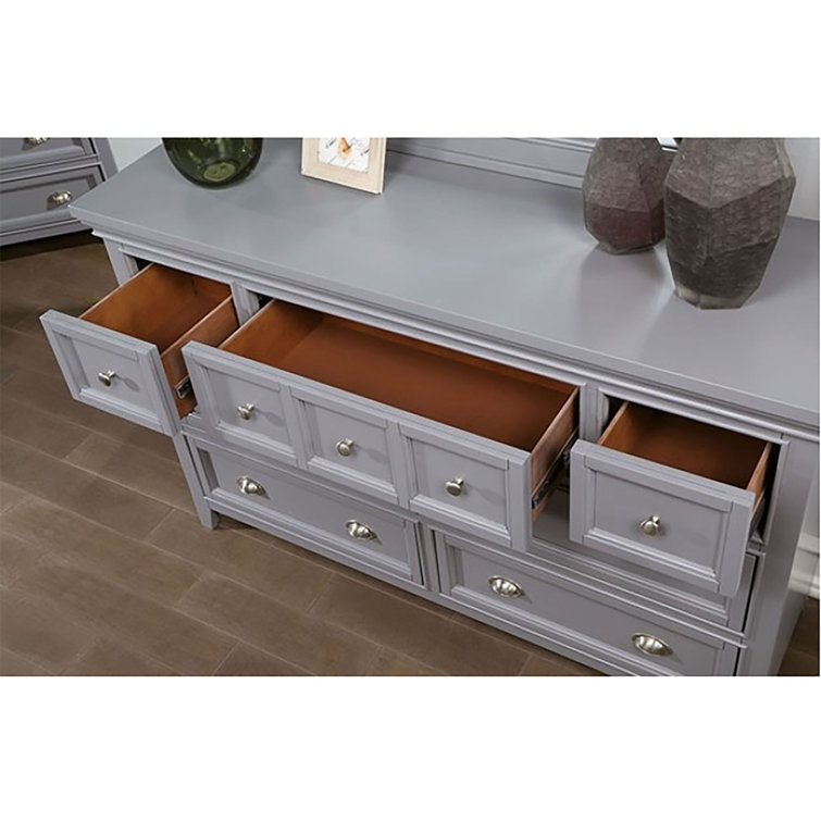 Gray Solid Wood 7-Drawer Horizontal Dresser with Felt Lined Drawers