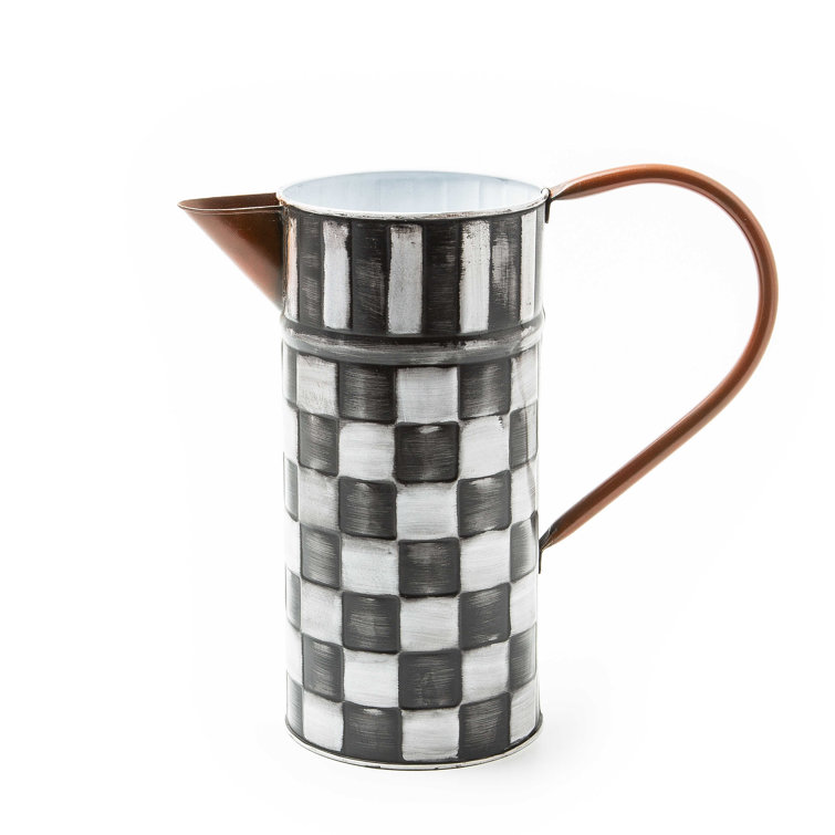 Black and White Checkered Galvanized Metal Watering Can