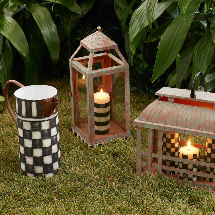 Black and White Checkered Galvanized Metal Watering Can