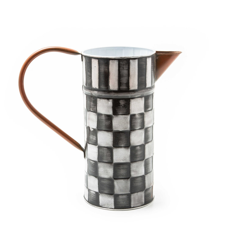 Black and White Checkered Galvanized Metal Watering Can
