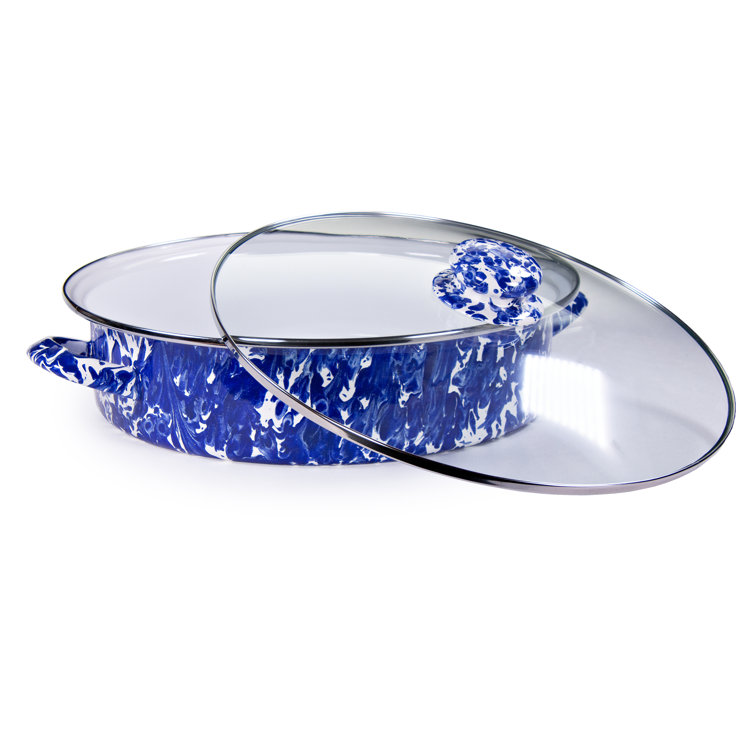 Gray and White Swirl Non-Stick Aluminum Saute Pan with Glass Lid
