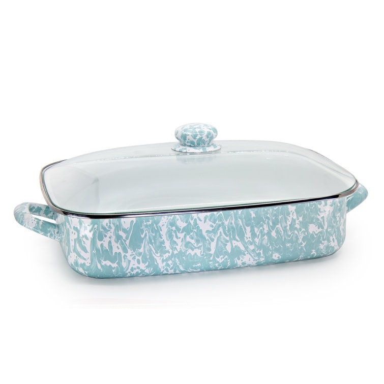 Sea Glass 10.5qt Non-Stick Rectangular Roasting Pan with Lid
