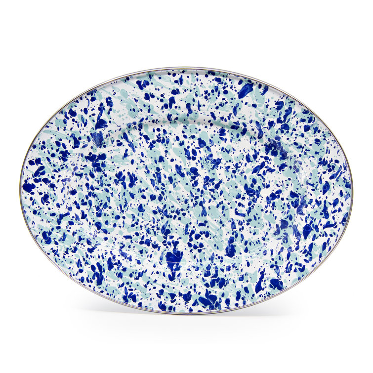 Handmade Blue and White Ceramic Oval Platter