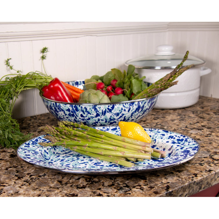 Handmade Blue and White Ceramic Oval Platter