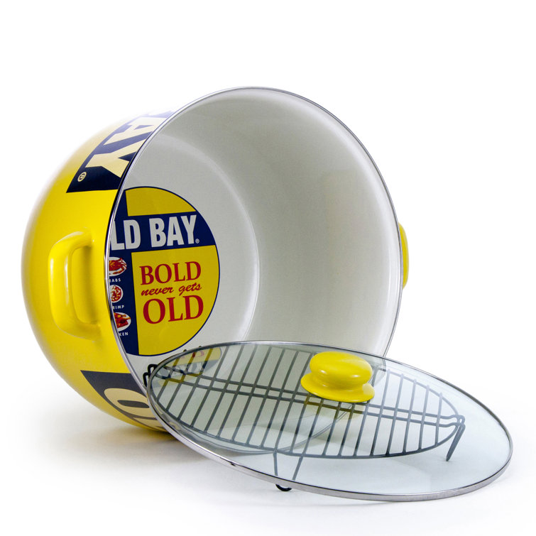 Yellow Carbon Steel 18qt Stock Pot with Basket Insert