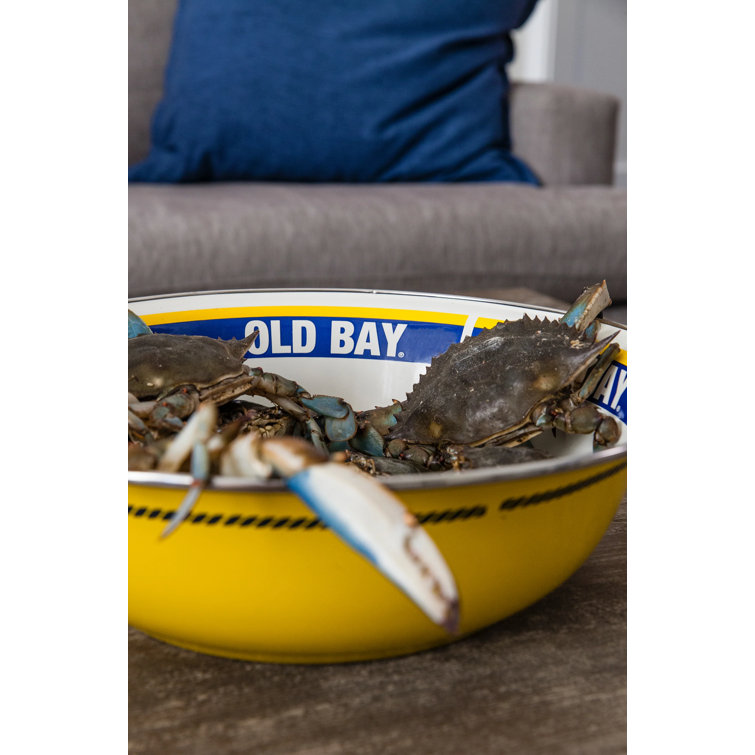 Yellow and Blue Ceramic 4 Qt Serving Bowl