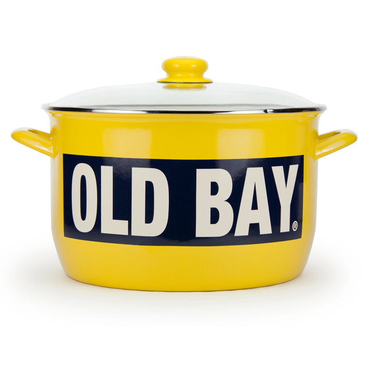Yellow Carbon Steel 18qt Stock Pot with Basket Insert