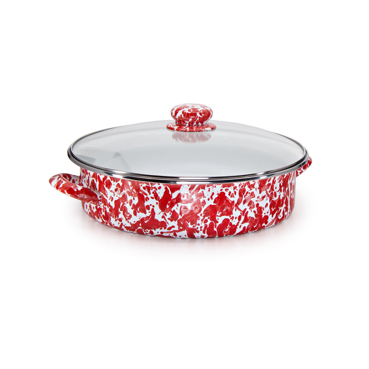 Gray and White Swirl Non-Stick Aluminum Saute Pan with Glass Lid