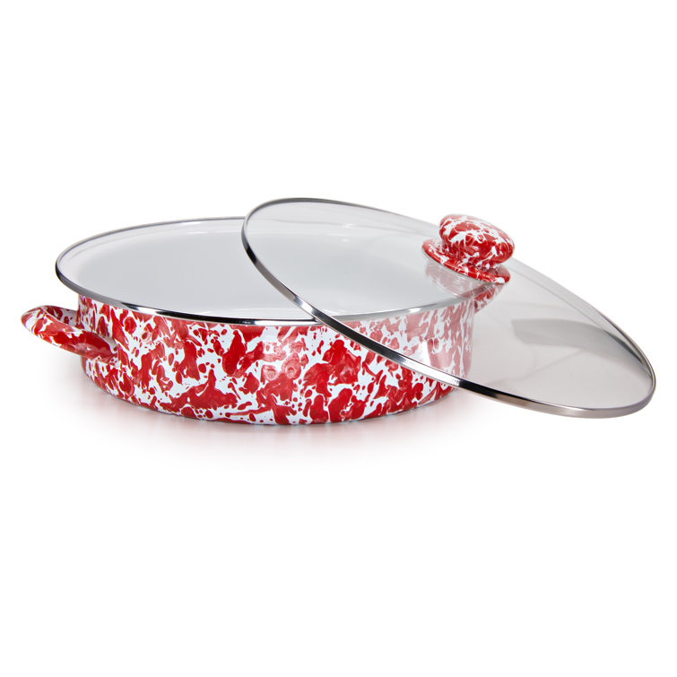 Gray and White Swirl Non-Stick Aluminum Saute Pan with Glass Lid