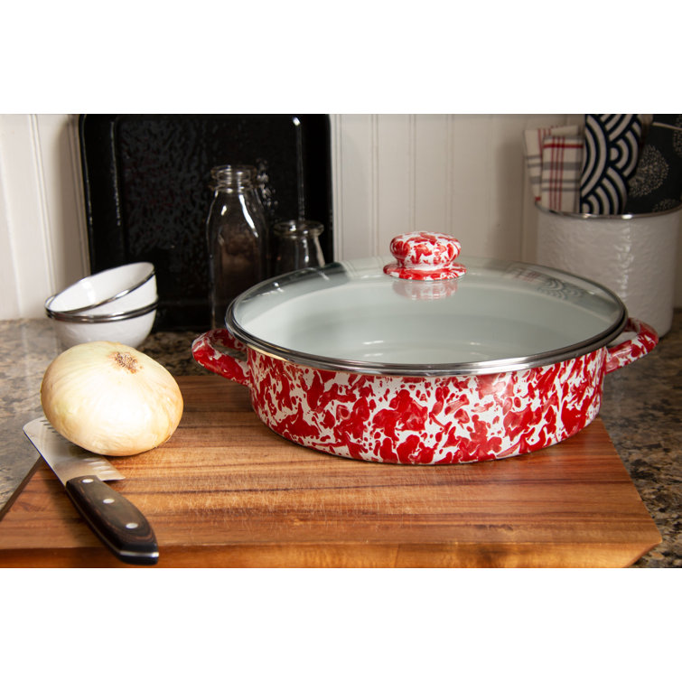 Gray and White Swirl Non-Stick Aluminum Saute Pan with Glass Lid