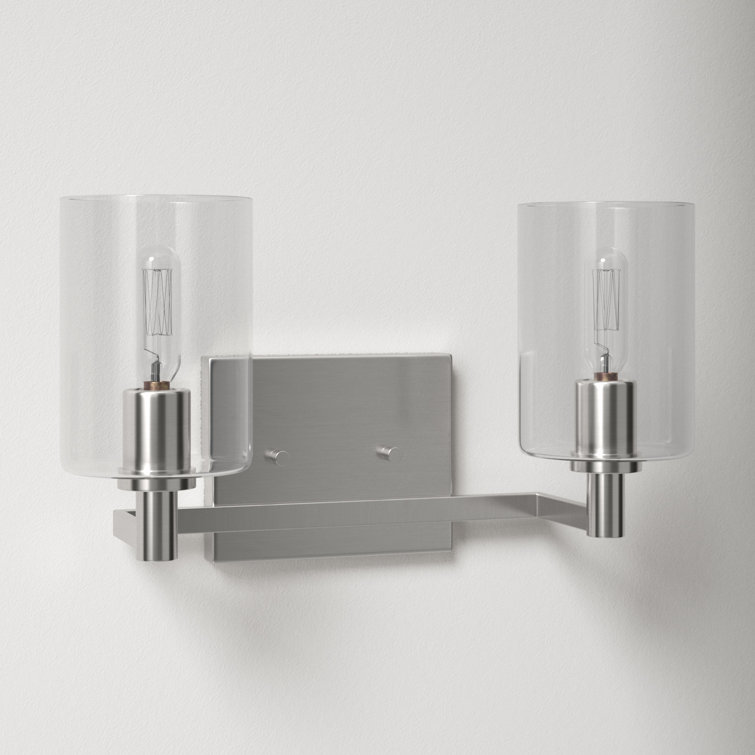Brushed Nickel 2-Light Dimmable Cylinder Vanity Light