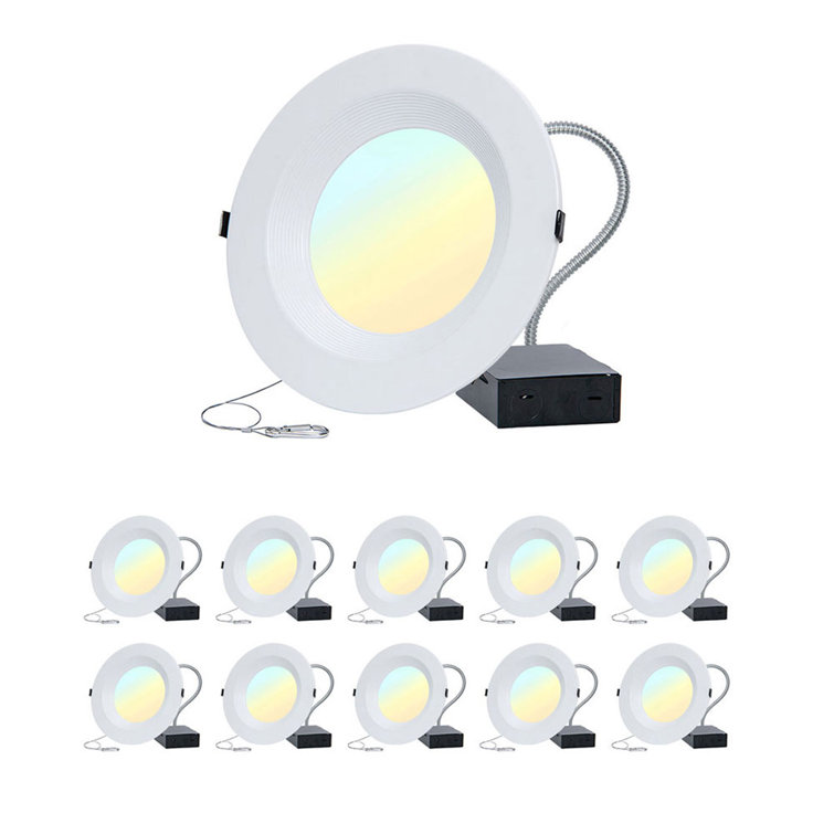 11.5" White Aluminum LED Recessed Lighting Kit, Set of 10