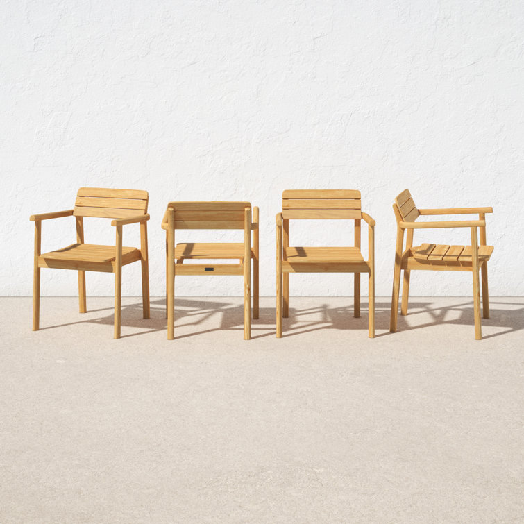 Natural Teak Stackable Outdoor Dining Armchair Set