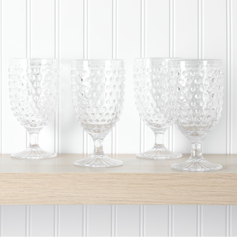 Chauncey Clear 14.2 oz Hobnail Handmade Glass Tumbler Set of 4