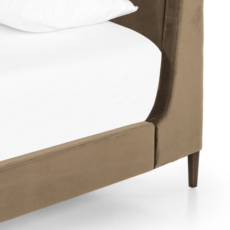 Dover Crescent King-Size Bed with Upholstered Linen Headboard