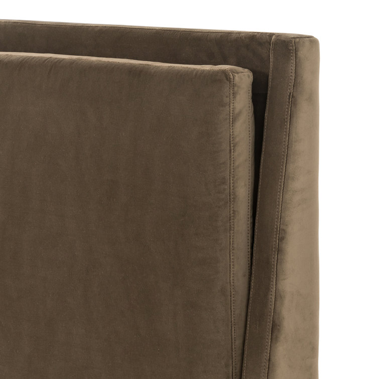 Dover Crescent King-Size Bed with Upholstered Linen Headboard