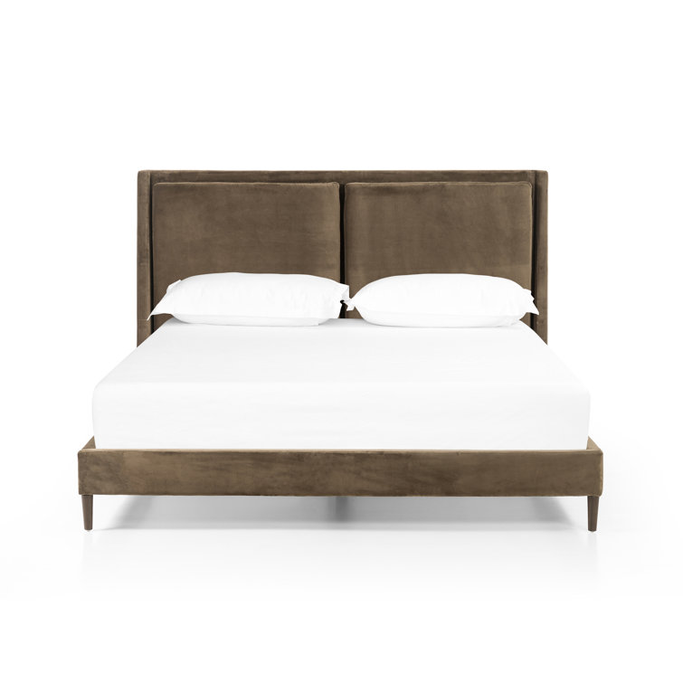 Dover Crescent King-Size Bed with Upholstered Linen Headboard